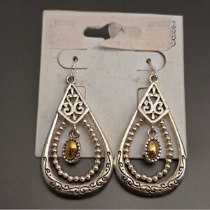 Elegant Silver and Gold Teardrop Earrings